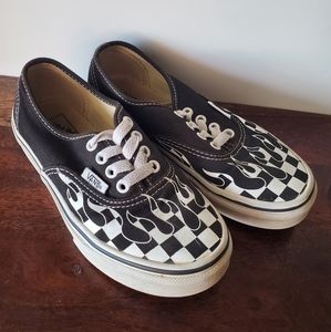 Kids Vans Black & White Checkerboard Flame sz 1